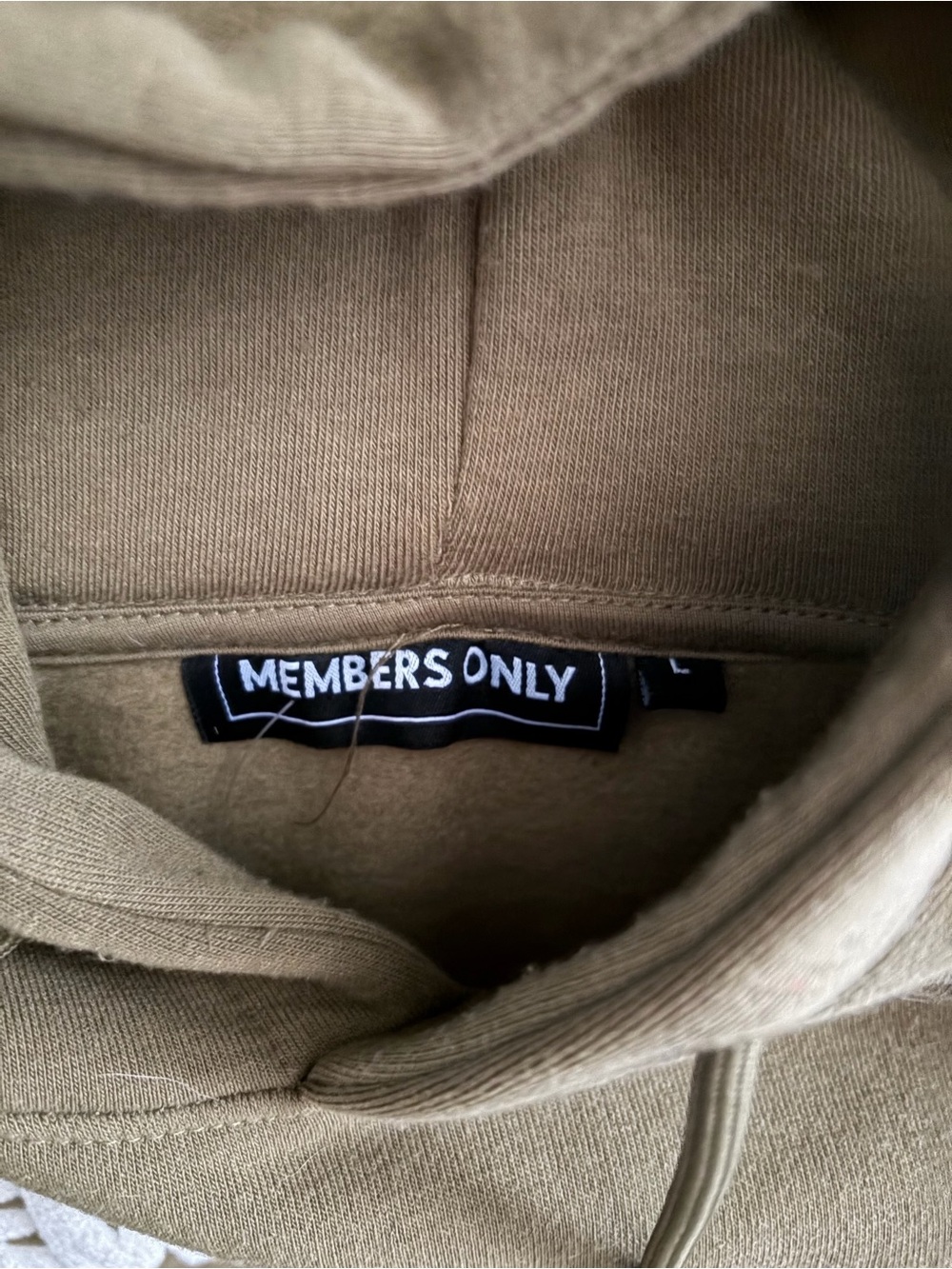 Members Only Men's Crewneck Hoodie in Tan